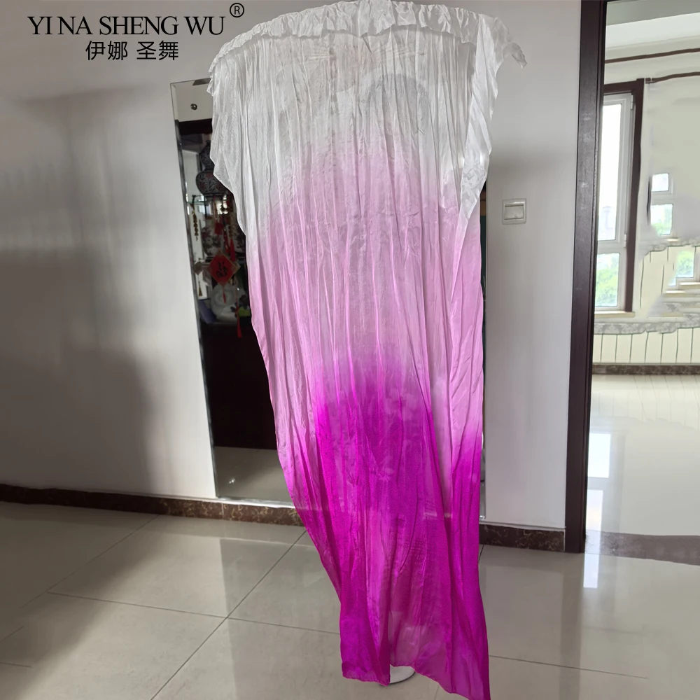 High Quality Silk Dance Fan 100% Real Silk Belly Dance Stage Performance Prop Fans Hand-dyed Multiple Colors Silk Veils Practice