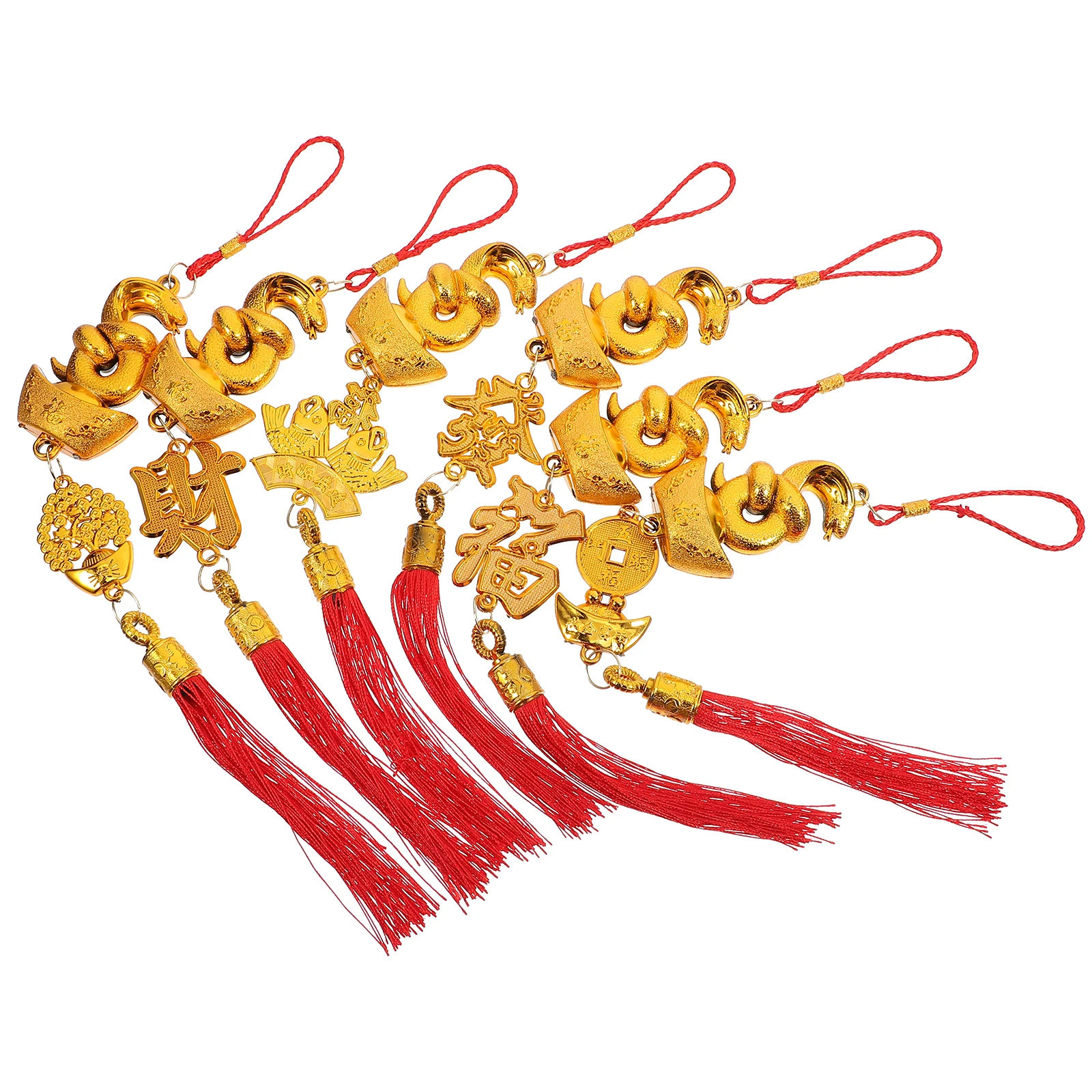 

6pcs Yuanbao Snake Pendant Chinese New Year Hanging Decorations Small Plastic Festive Ornament Home Office Car Luck Happiness