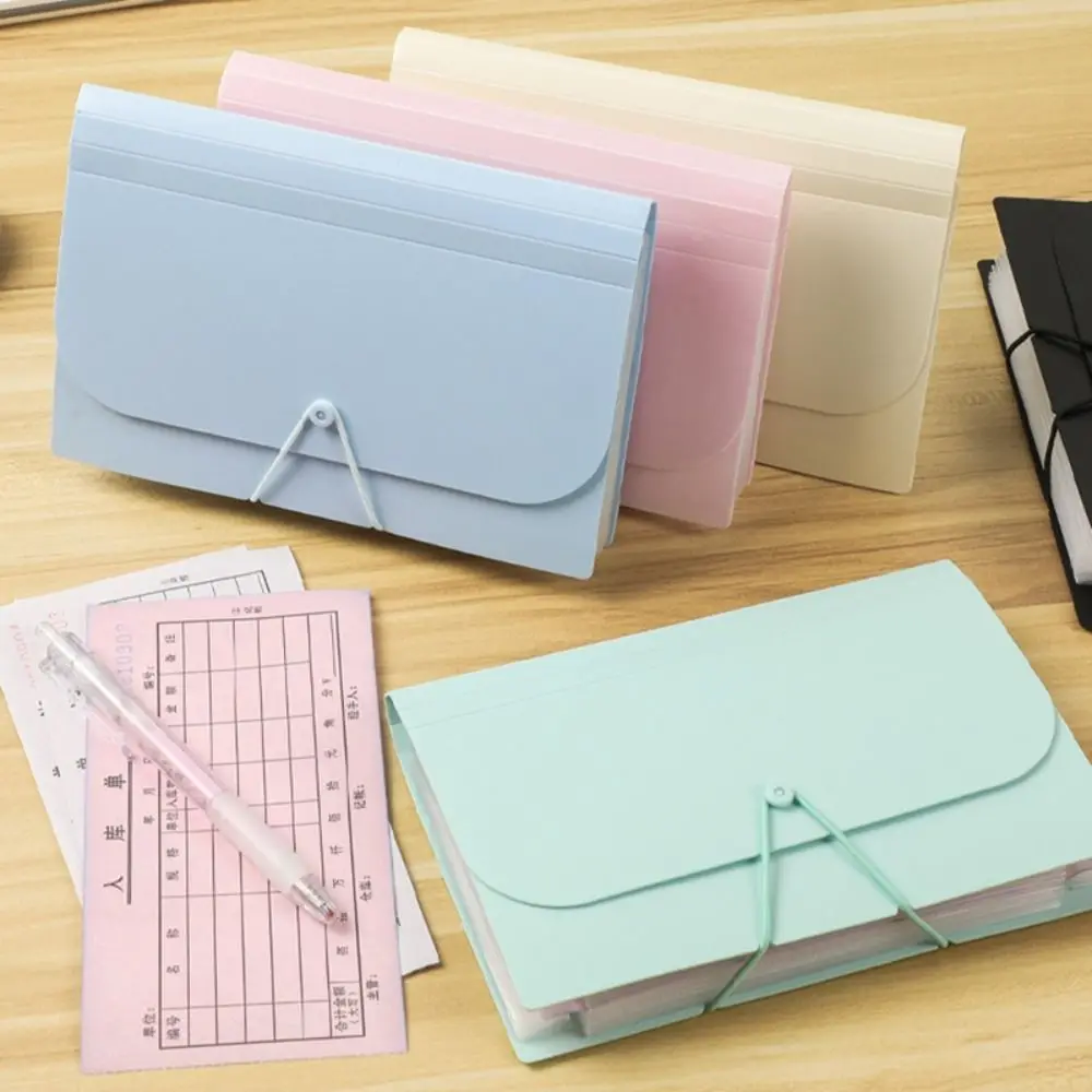 

Vertical A6 Bill Storage Booklet Strap Design Portable A6 File Folder 13-Layers Large Capacity Receipt Collection Book