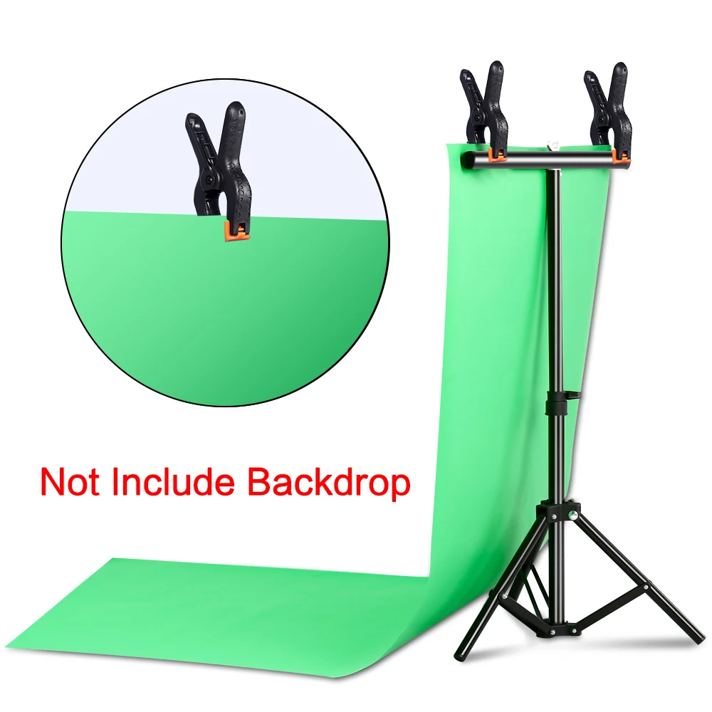 Support Stand T-Shape Portable Background Backdrop Kit 6.5ft Wide 6.5ft Tall Adjustable Photo Backdrop Stand with Spring Clamps