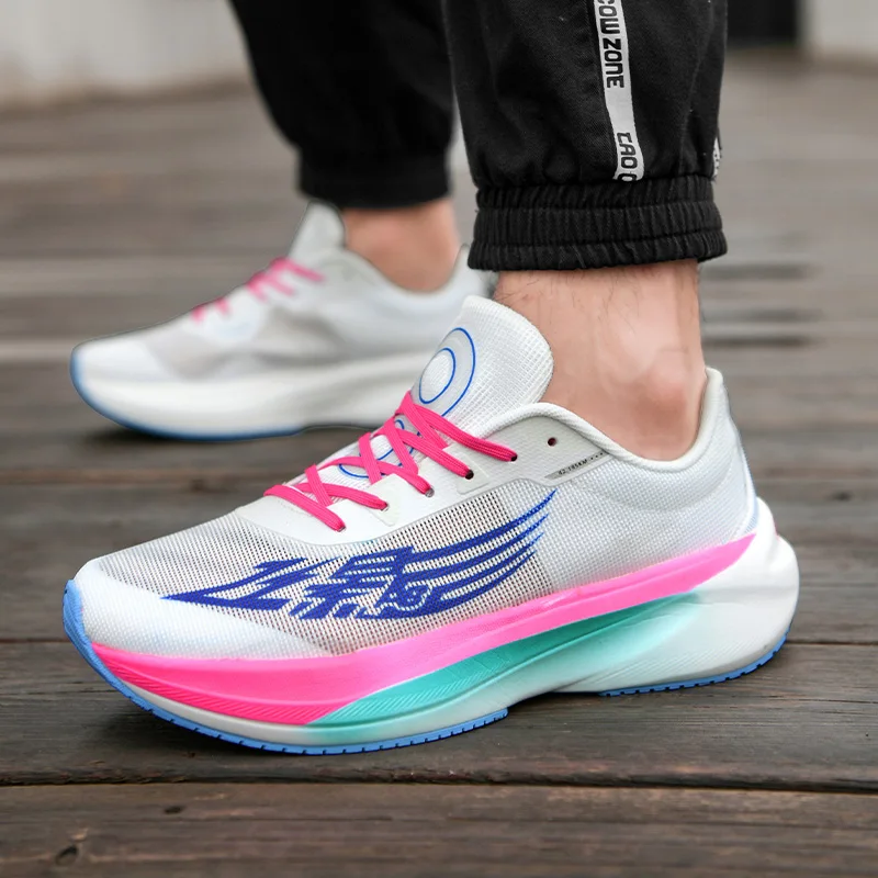 True carbon luminous race running shoes Male professional marathon cushioned sports shoes students soft sole casual shoes