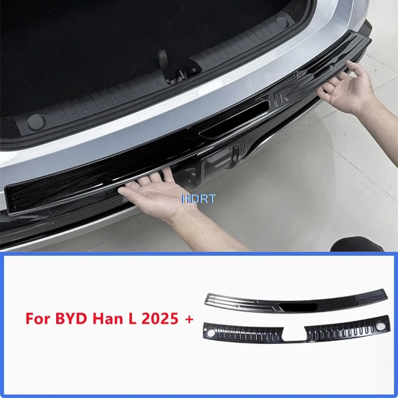 

For BYD Han L 2025 + Car Styling Rear Bumper Trunk Guard Foot Plate Door Sill Threshold Scuff Welcome Pedal Cover Accessories