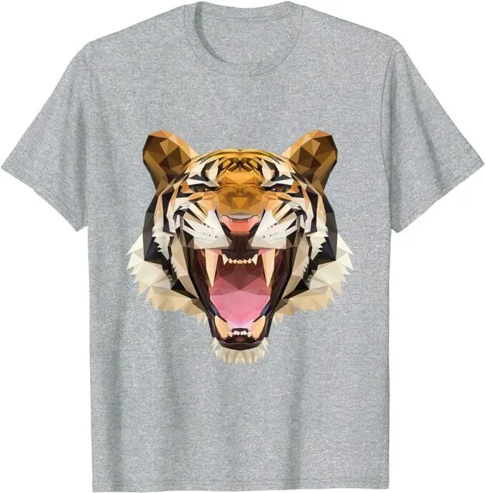 Polygonal Tiger Face - Wildlife Safari Animal Nature Lover T-ShirtAnime Pattern Clothing Y2K Summer