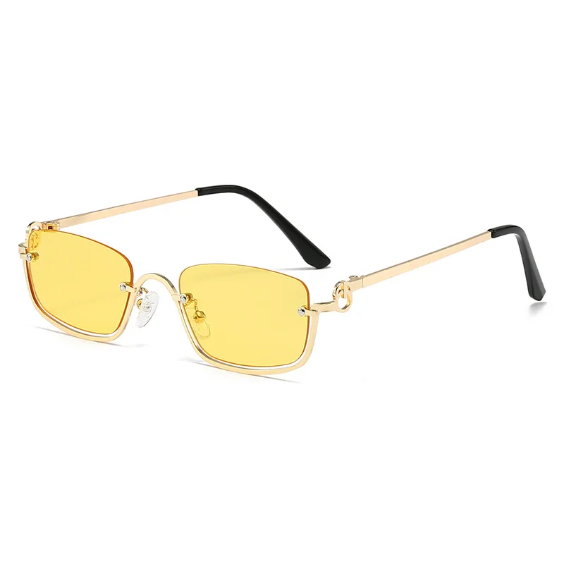 New Classic Metal Lower Half Frame Sunglasses Women MenTrend Small Square Frame Explosive Shading Glasses  Wholesale 2024