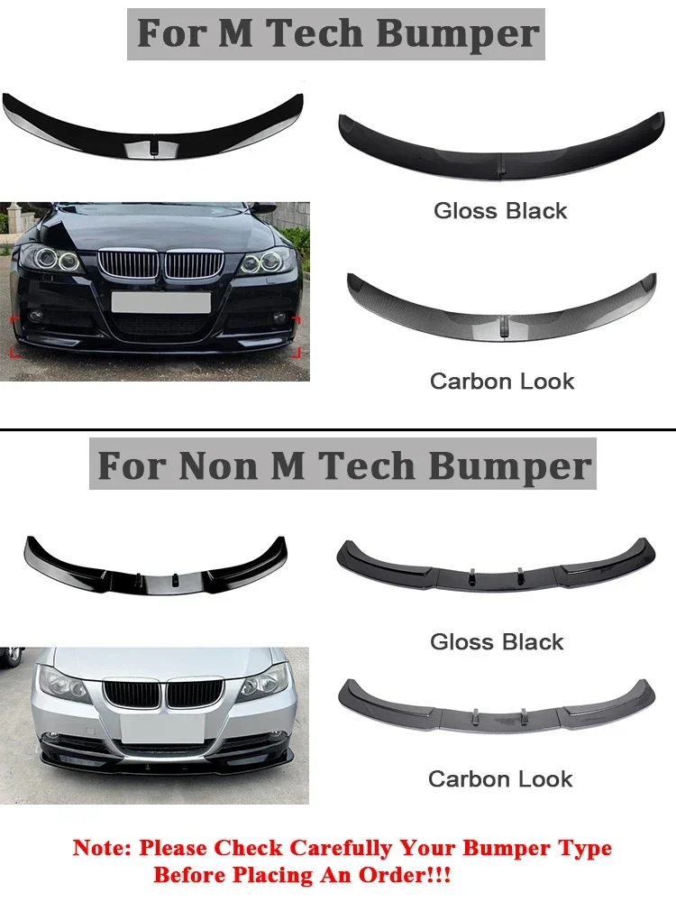 Front Bumper Lip For BMW 3 Series E90 E91 Splitter Spoiler M Performance Gloss Black Carbon 2005-2012 325i 328i 335i 330i