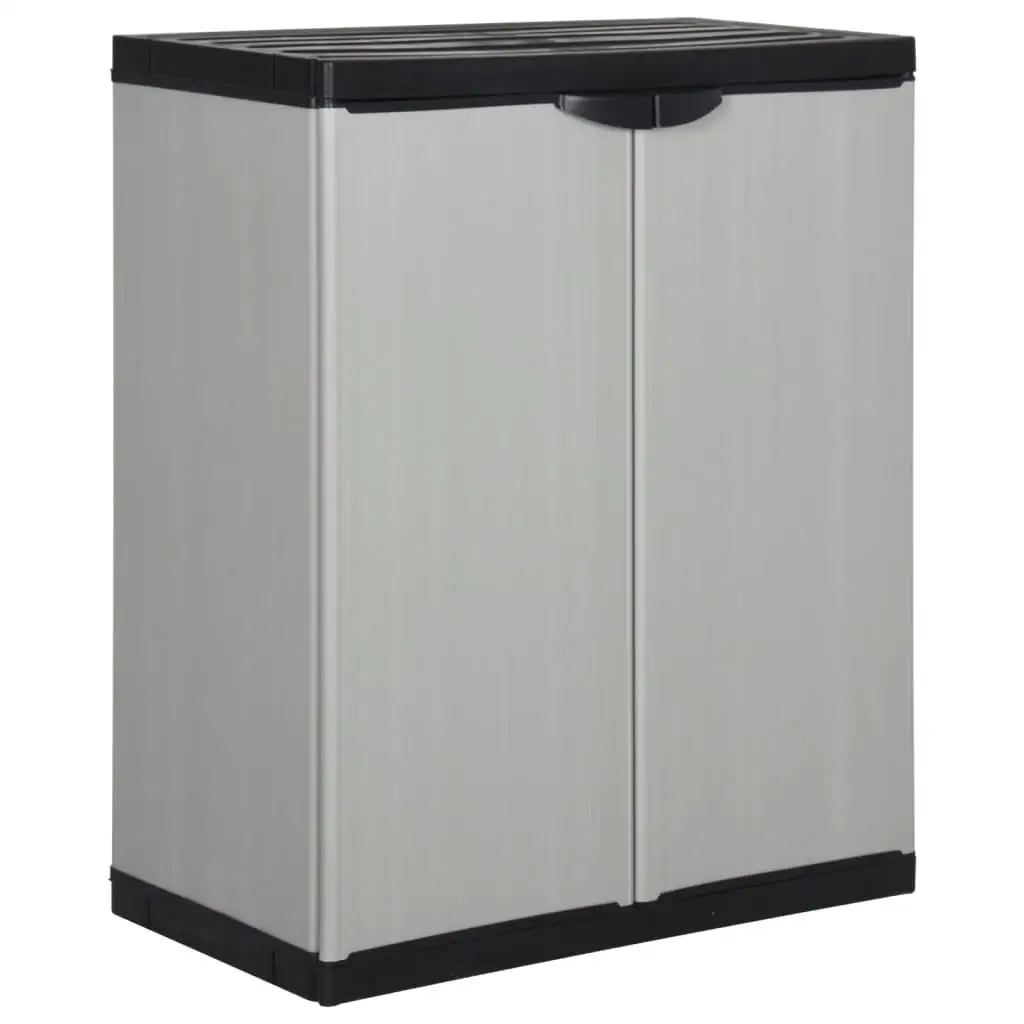 Stylish Grey & Black Garden Storage Cabinet with 1 Shelf - 68x40x85 cm Outdoor Organizer