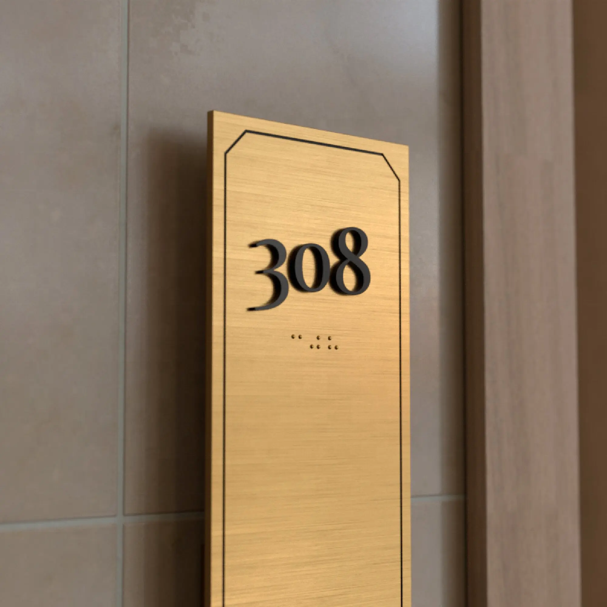 Custom ADA standard braille sign 3d raised numbers metal bead braille wall signage