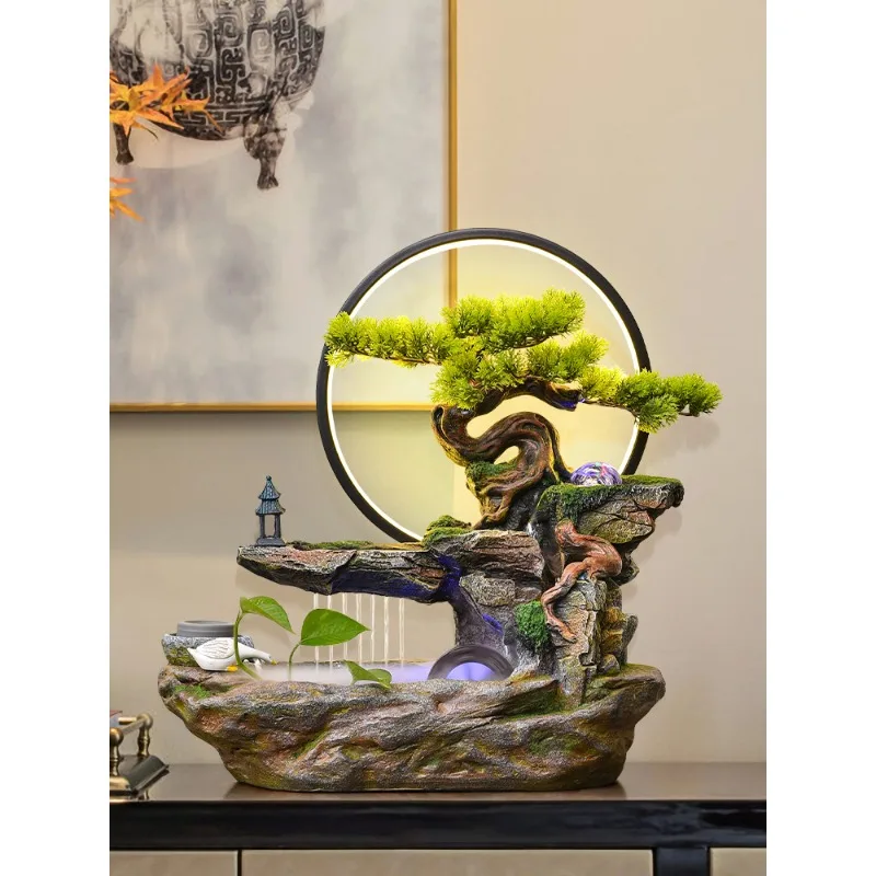 Chinese ornaments office high-end open gifts water mill rockery flowing water to make money water wheel landscape ball