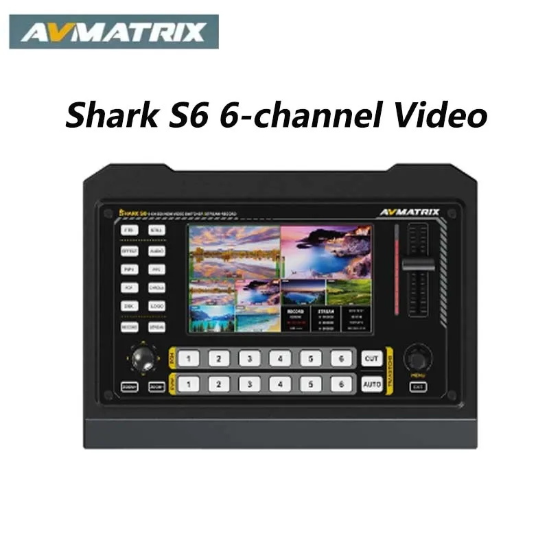 AVmatrix Shark S6 6-channel Video Switcher 5 inch USB Disk SD Card Record Audio Mixer PTZ Camera Control for Live Stream