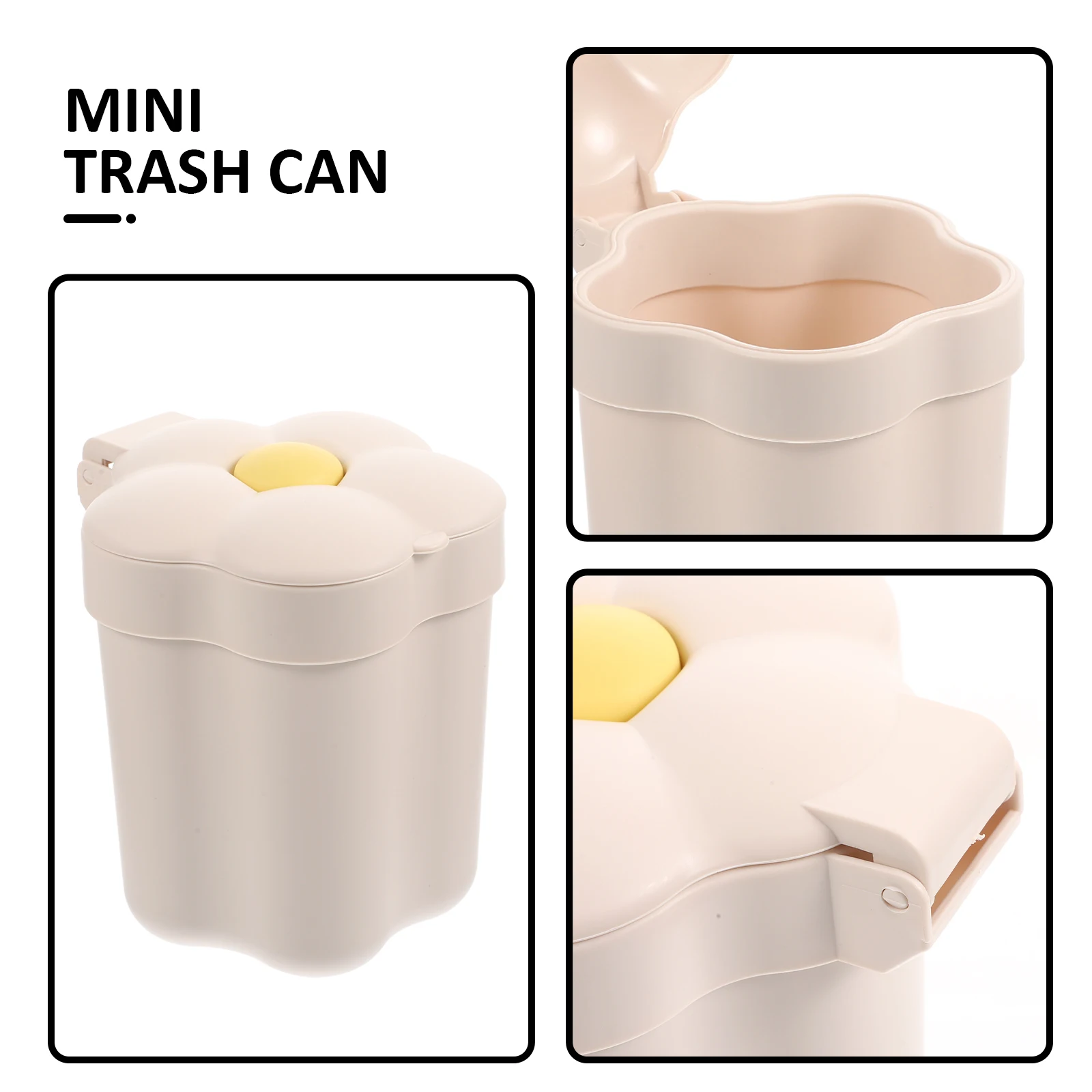 

Cute Flower Trash Can Mini Thousand Table Bin Pink White Plastic Desk Small Garbage