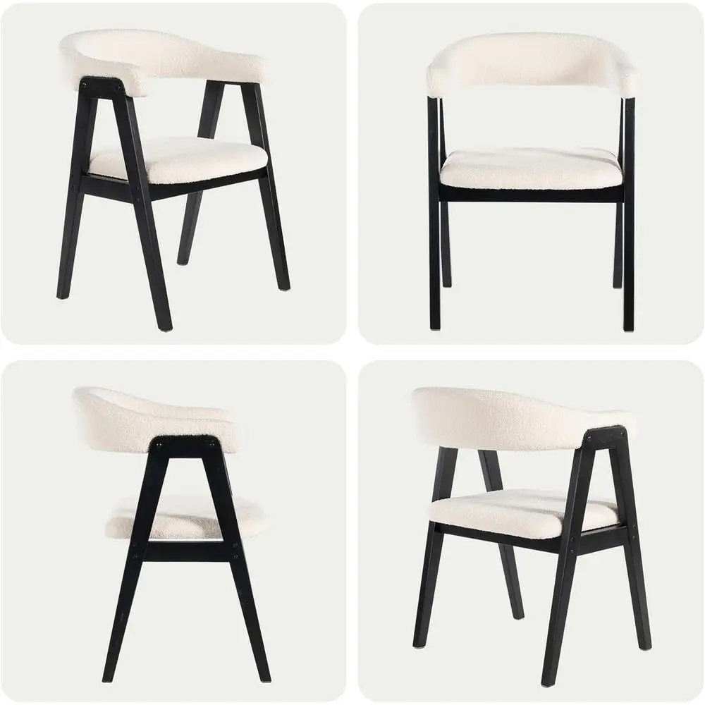 Sedie da pranzo imbottite con braccioli, set di 4, adatte per cucina o soggiorno (nero)