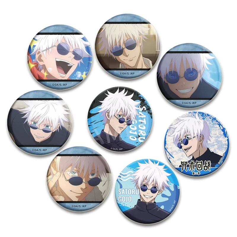 

32/44/58mm Satoru Gojo Cartoon Round Brooches Super Popular Anime Badge for Backpack Clothes Accessories Pins Fan Jewelry Gifts