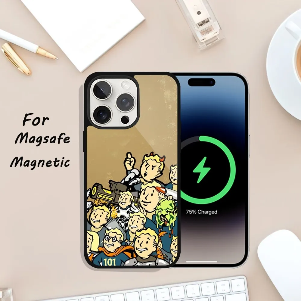 funny F-Fallout boy Phone Case For iPhone 11 13 12 14 15 Plus Max Pro Magsafe Magnetic Wireless Charging shell