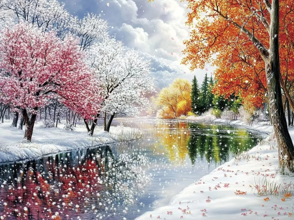 

Beauty Winter Snow Scenery 500/1000/1200/2000 PCS Jigsaw Puzzles Family Activity Games for Gameroom Bedroom Gifts Home Decor