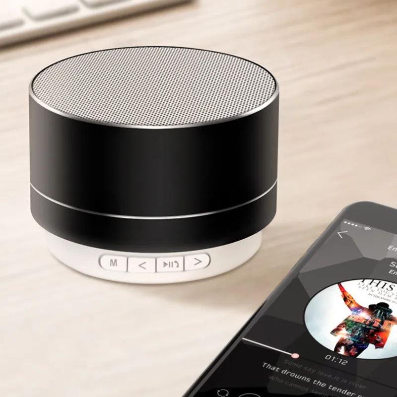 Altavoz portátil A10 para exteriores, minialtavoz con radio FM, altavoz de música, altavoz pequeño inalámbrico de aleación de aluminio con Bluetooth para exteriores