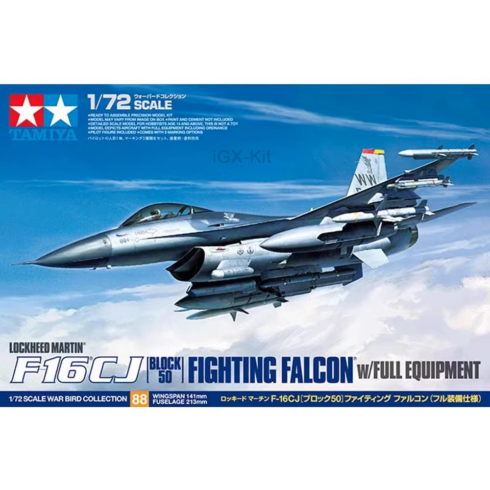 Tamiya  60788 1/72 Scale US F16 F-16CJ Fighting Falcon Fighter Plane Hobby Craft Toy Plastic Model Assembly Building Kit