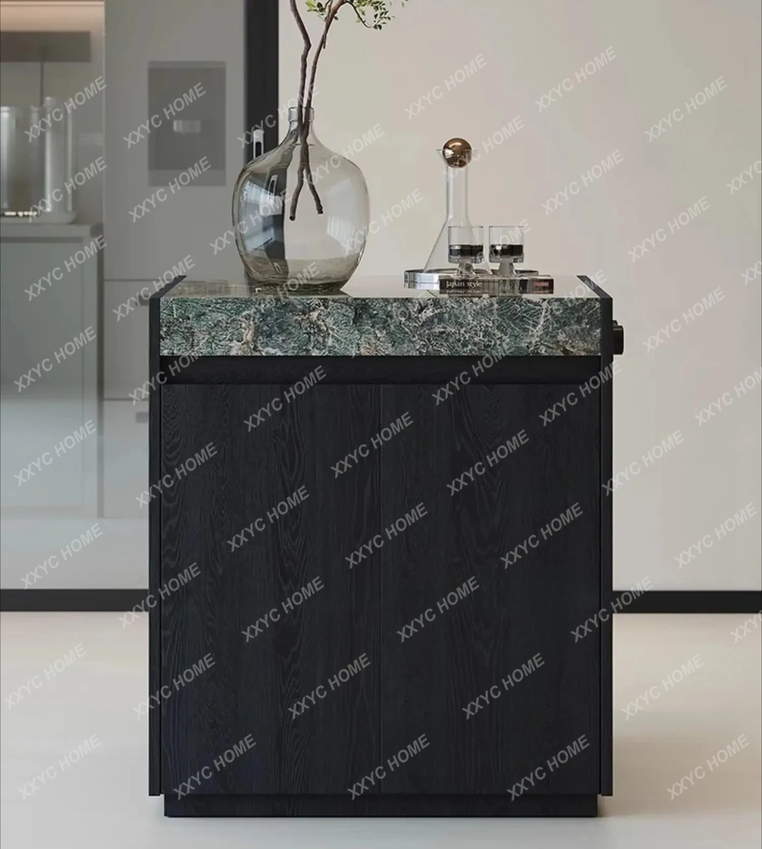 Travertine slate Nakajima Tai retro high-end home wood wax oil multi-functional can be  separate Nakajima cabinet