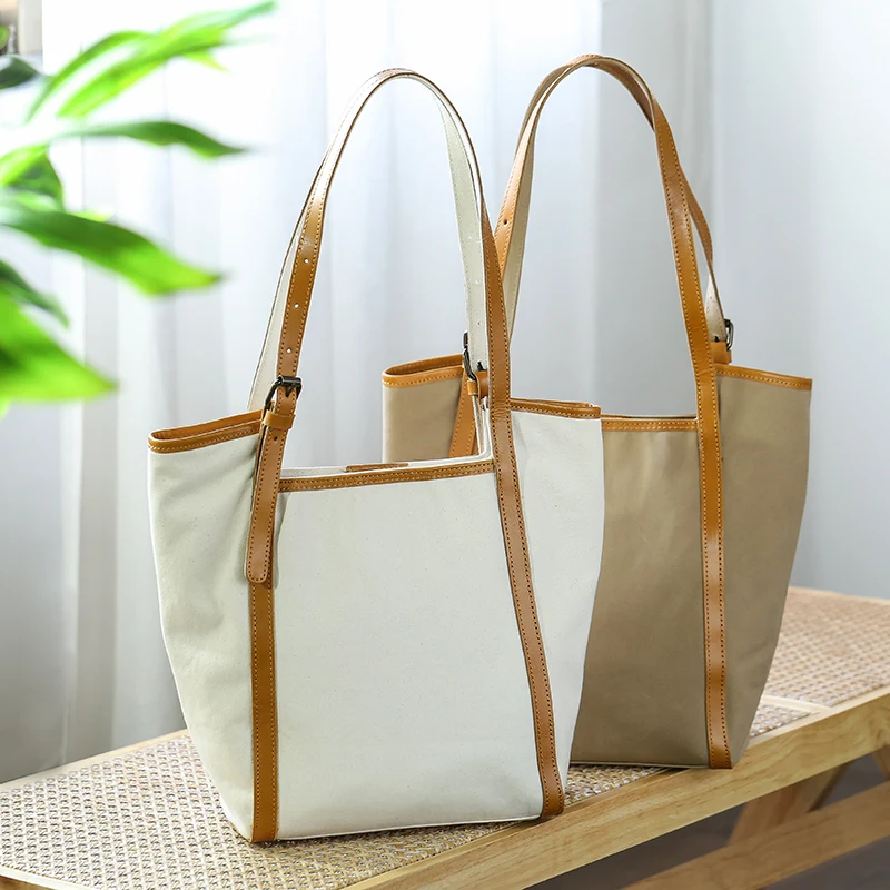 Vintage Casual simple outdoor canvas large capacity ladies tote bag fashion luxury weekend shopping shoulder bag Unisex handbag