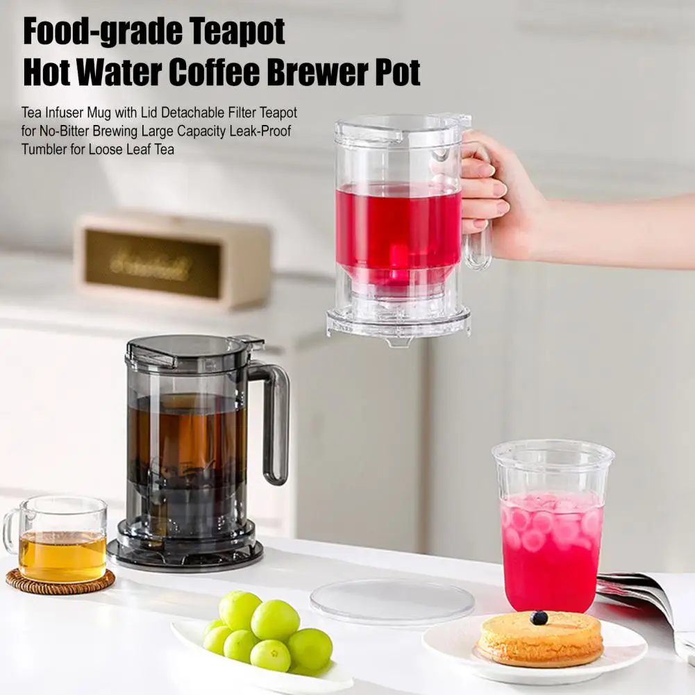 Food-grade Teapot Tea Pot with Strainer Capacity Tea Infuser Mug with Detachable Filter Lid for No-bitter for Loose for Control