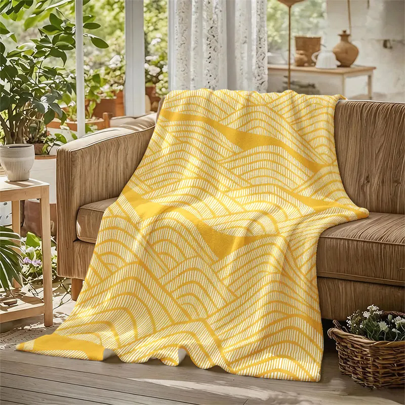 Minimal Mountain Lines Flannel Blanket Warm Soft Halloween Christmas Decorative Couch Warm Cozy All-Season Gift