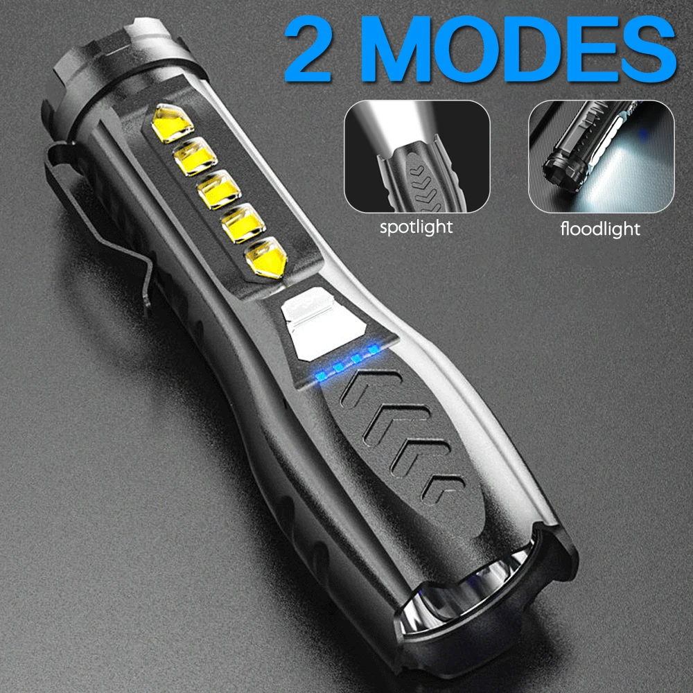 New Portable Strong Light led Flashlight USB Rechargeable Highlight Tactical Flashlight Outdoor Lighting LED Camping light