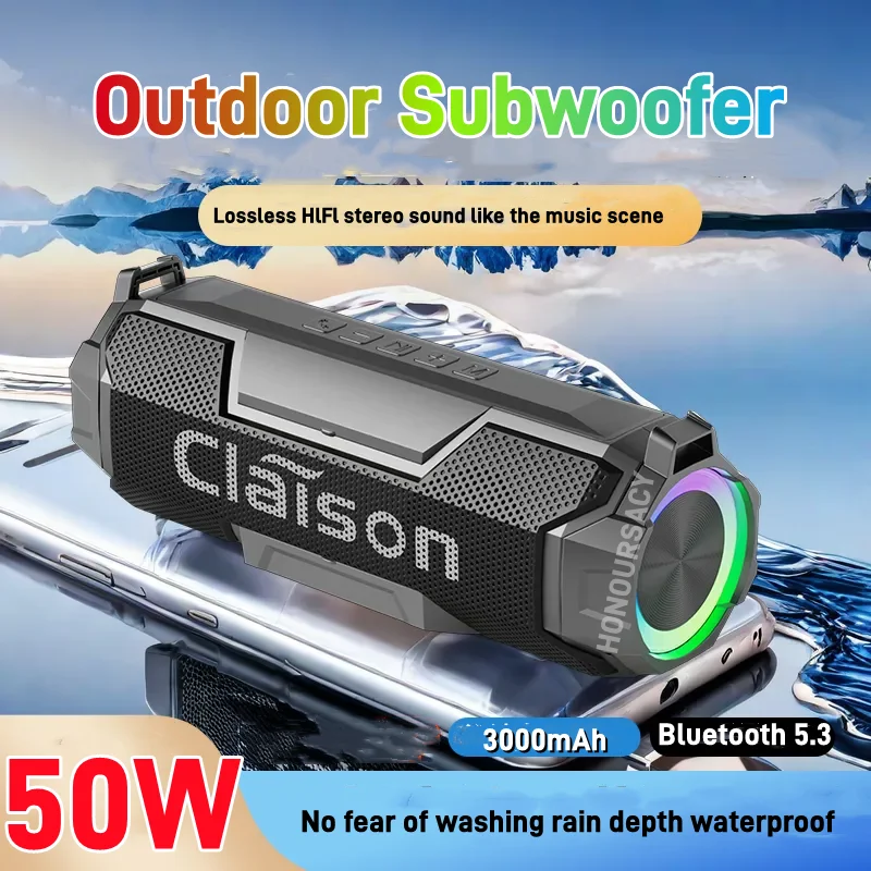 Caixa De Som 50W High-power Bluetooth Speakers Portable Outdoor Subwoofer 3D Stereo Surround Sound Column Music Center Boombox