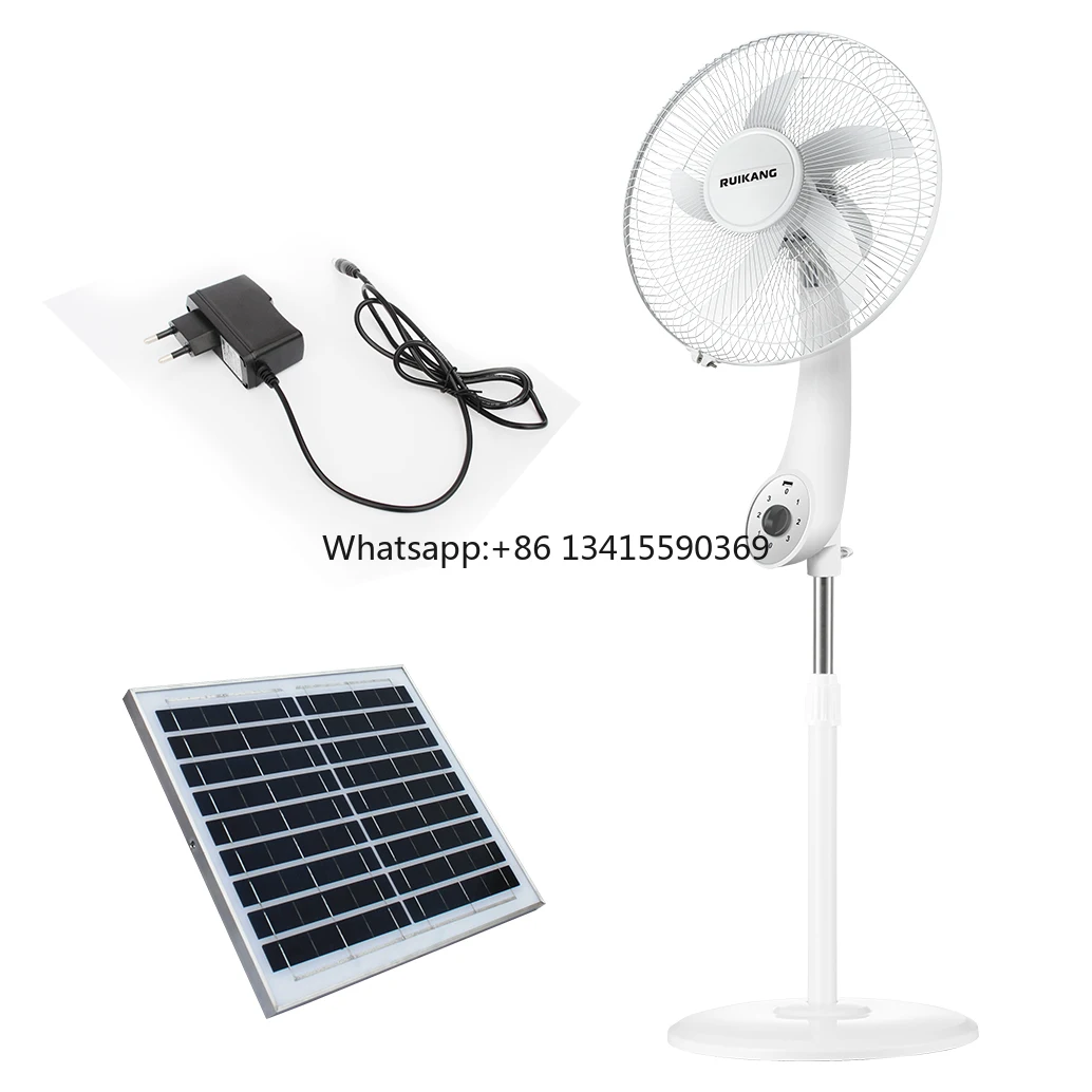 

Strong Wind DC Industrial Rechargeable Emergency USB Charging Power Home Air Cooling Electric 16 INCH Solar Panel Stand Fan