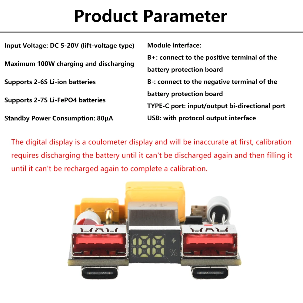 2-7S 100W 충전 모듈 고속 충전기 모바일 파워 메인보드 듀얼 USB + 듀얼 타입 C + XT30 + XT60 리튬 배터리 지원