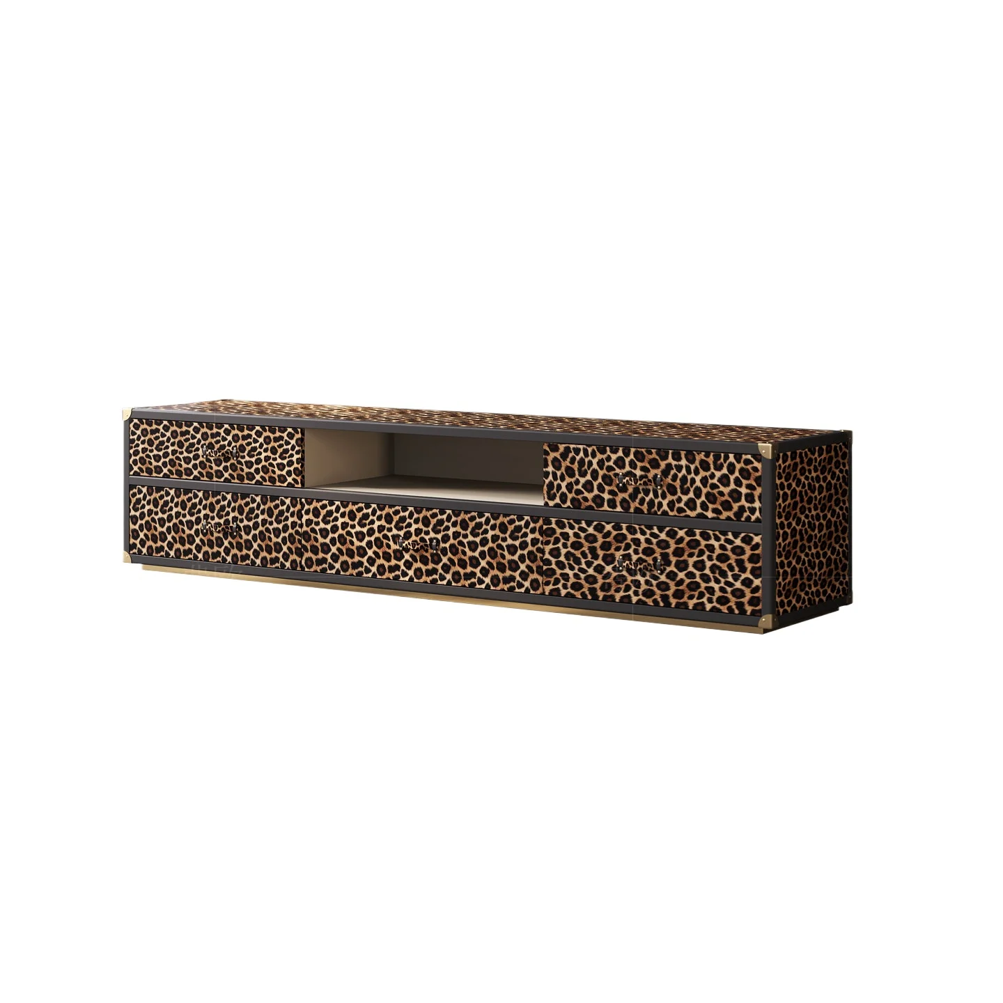 LMM light luxury TV cabinet luxury living room fashion high sense leopard print milk cowhide coffee table