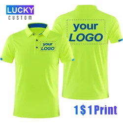 Polo deportivo de secado rápido, Camiseta con estampado personalizado, logotipo de marca de la empresa, polo informal de manga corta, Camiseta con estampado bordado, 4XL