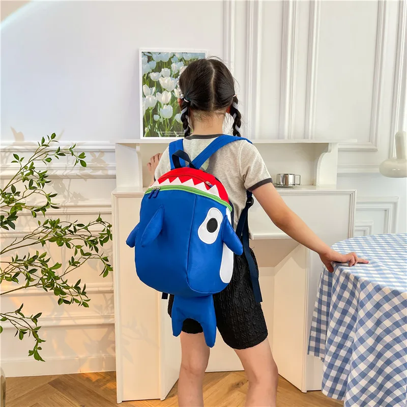 New Cartoon Shark Shoulder Bag Kids Outing Travel Cute Quirky Backpack Large Capacity Storage Backpacks Kids Birthday Gifts