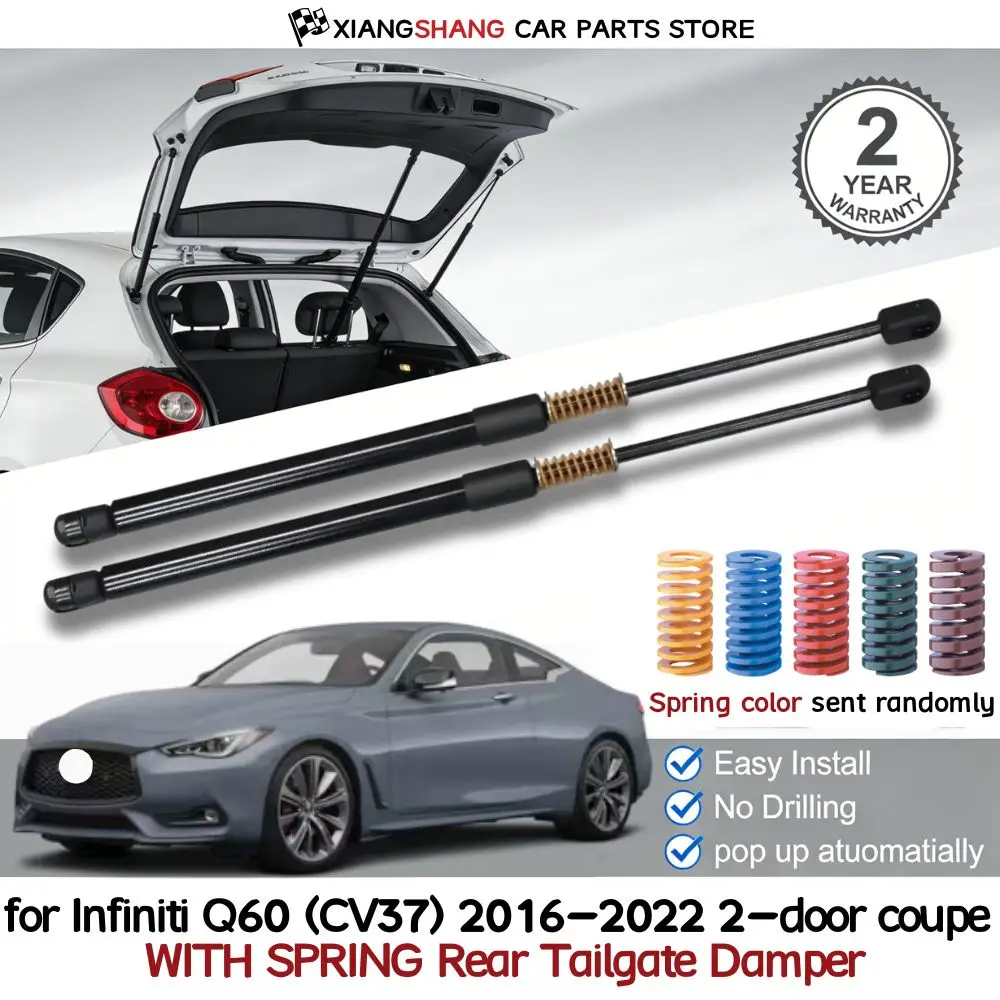 2pcs Rear Auto Open With Spring Damper for Infiniti Q60 (CV37) 2016-2022 2-door coupe Trunk Boot Gas Charged Gas Struts