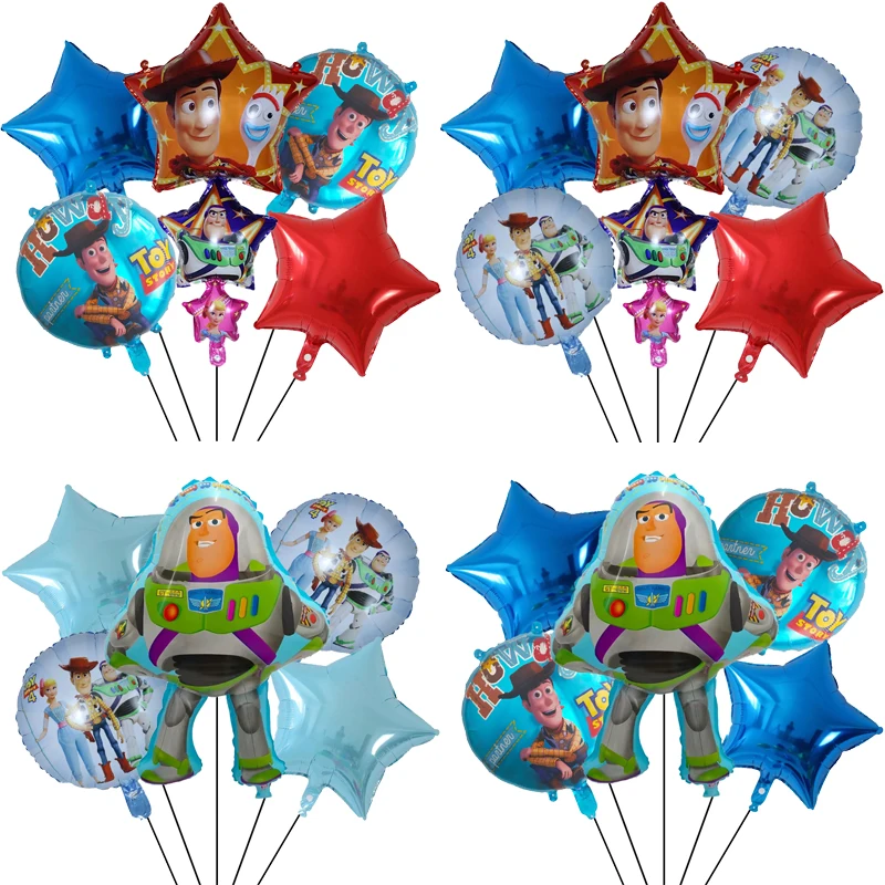 

5Pcs/Set Disney Toy Story Aluminum Film Balloon Woody Female Cowboy Buzz Lightyear Woody Aluminum Film Balloon