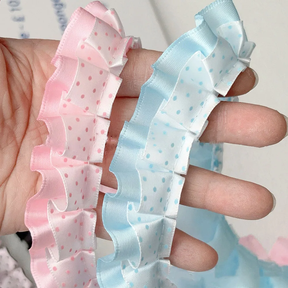 Geraffter Polka-Dot-Spitzenbesatz für Puppenkleidung, individuelle Haaraccessoires, Damenblusenverzierung, Socken, Tischdecke, Geldbörse – Detail 3