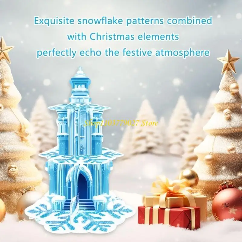 C4DF أنيقة 3 مستويات ثلج Snowflake حامل كب كيك للتجمعات الموسمية العطلة رف الكعكة المنزلية