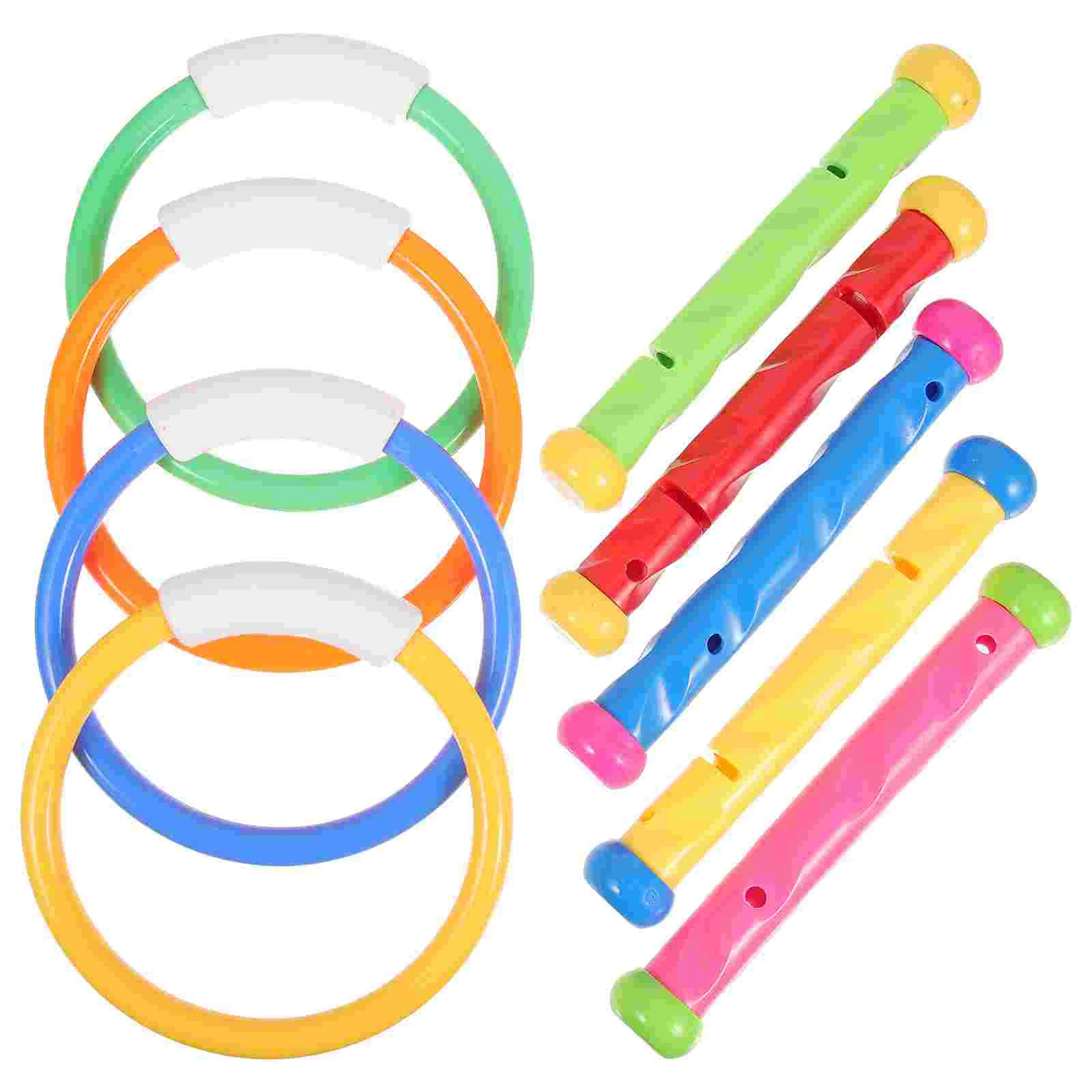 

9 Pcs Diving Play Set Toys Swimming Ring Pool Sticks Rings Dive for Kids Plastic Child Party