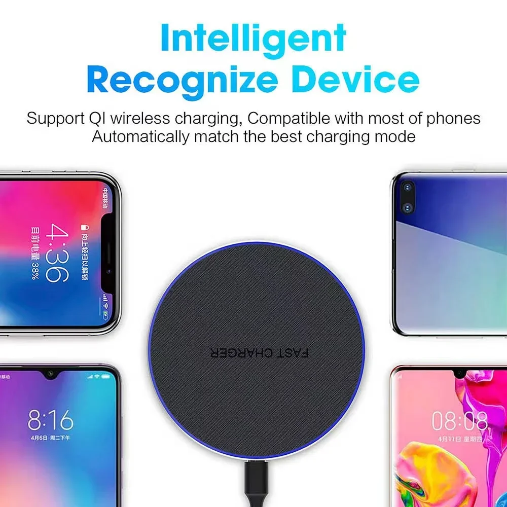 20W Qi Wireless Charger For iPhone 14 13 12 11 Pro XS X XR 8 Type C Fast Charging Pad for Samsung S22 S21 Xiaomi