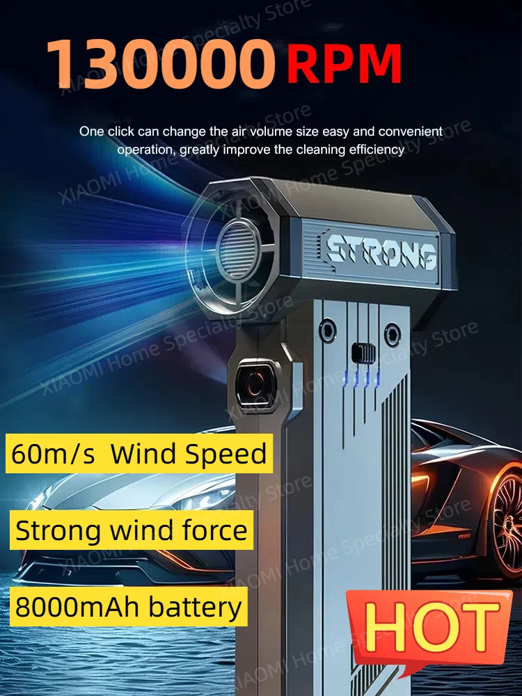 

130000 RPM Violent Fan Сильный Мощный Воздуходувка Вакуумный Пылесос Тип-c Зарядка 60 м/с Бесщеточный Турбоструйный Вентилятор Тяга