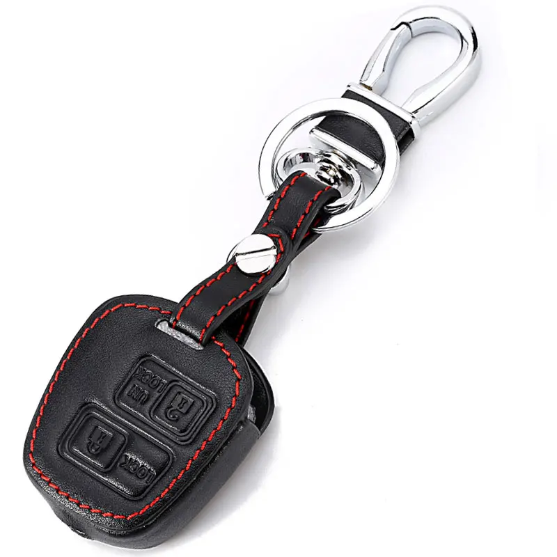 Leather Car Key Case Keychain Cover For Toyota RAV4 Camry Highlander Corolla Prado Avensis Yaris Auris Remote Fobs Accessories