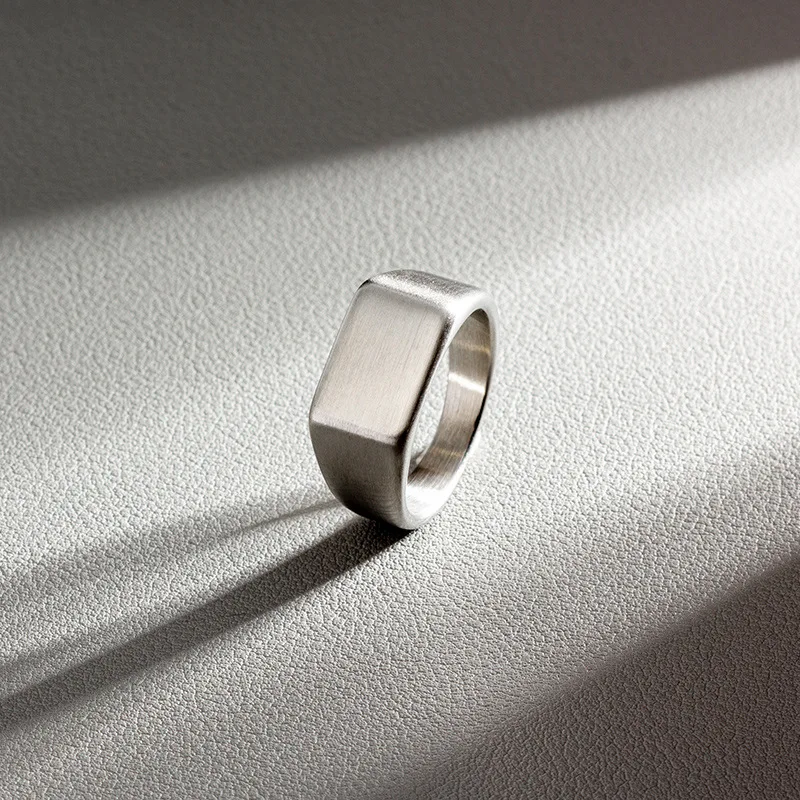 Stainless Steel Rectangular Signet Ring For Men Finger Waterproof Jewelry Accessories