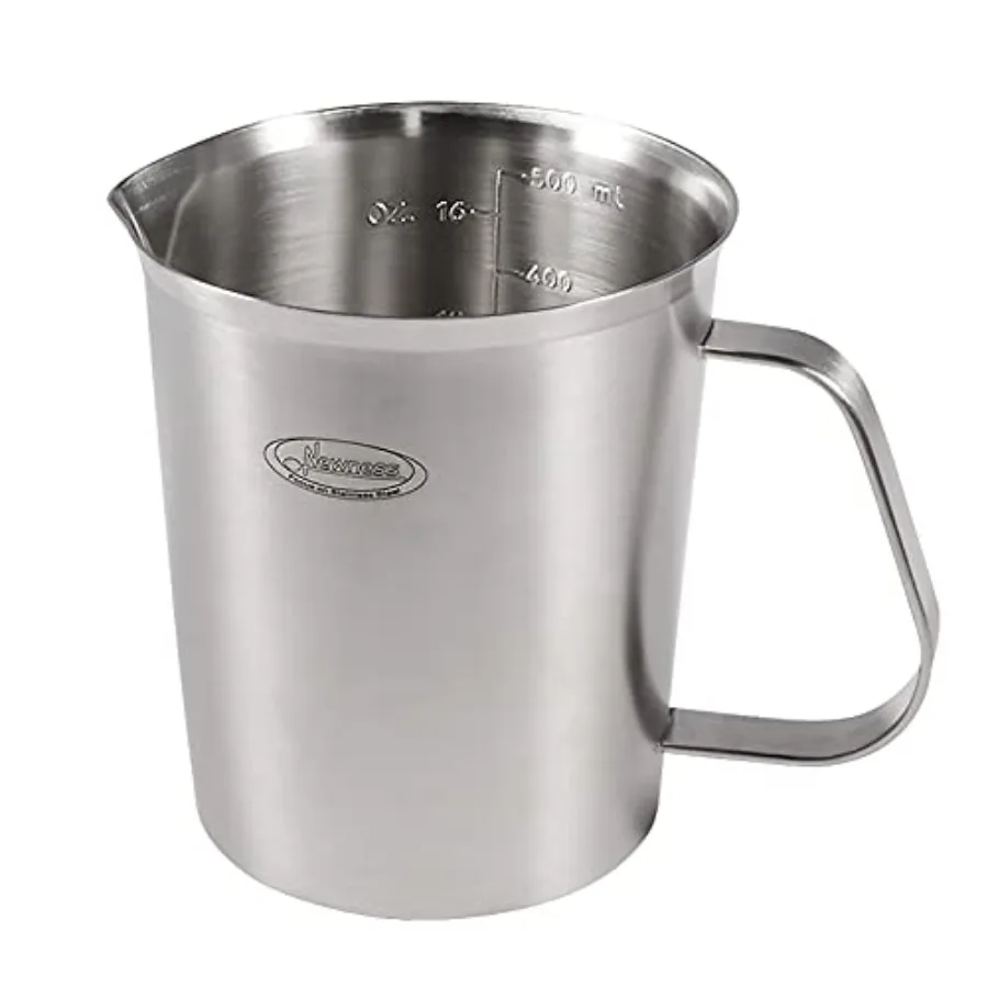 

Stainless Steel Measuring Cup, Metal Measuring Cup with Handle Upgraded, 3 Marking Including Cup/ML/Ounce Scale,(0.5 L, 2 Cup