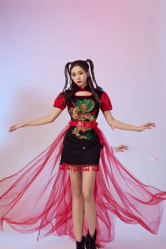 National Chaofeng Performance Clothing Female Singer Jazz Dance DS New Year's Eve Performance Clothing New Year's Day Cheongsam