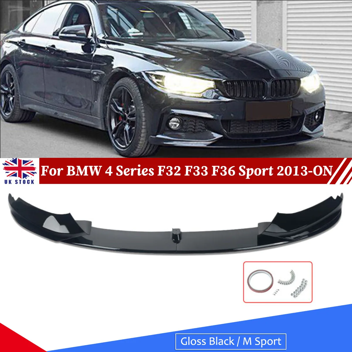 

Front Lip Splitter Glossy Black Replacement For 2014-2020 BMW 4 Series F32 F33 F36 M- SPORT Front Bumper Lip Spoiler Magickit