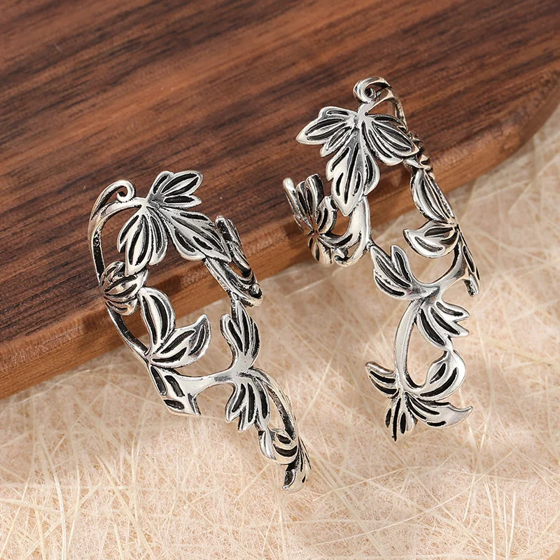 Bohemian Style Retro Leaf Shaped Ear Clips For Women Fashion Vine Shape Ear Clip Daily Wearable Accessories Delicate Earrings