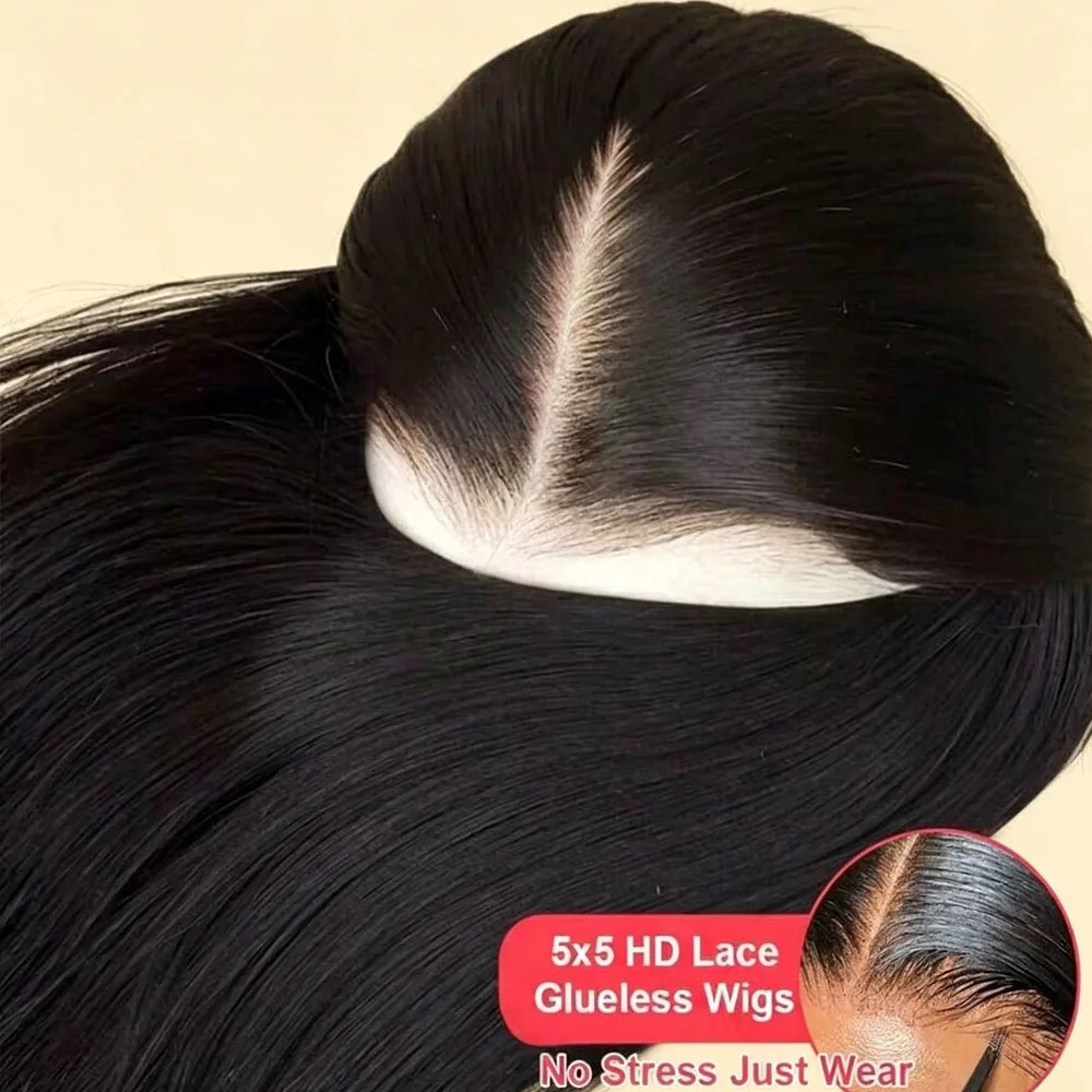 

Natural Black Straight Lace Front Wigs Human Hair Perfect For Daily Wear 13x4 HD Transparent Long Straight Lace Front Wigs Human Hair Free Part 250 Density Human Hair Wigs For Women