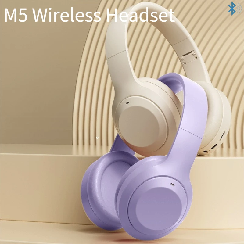 오버이어 HIFI 스테레오 M5 헤드셋 무선 블루투스 5.3 헤드폰 스포츠 게임용 이어폰 TF/AUX 지원 소음 감소