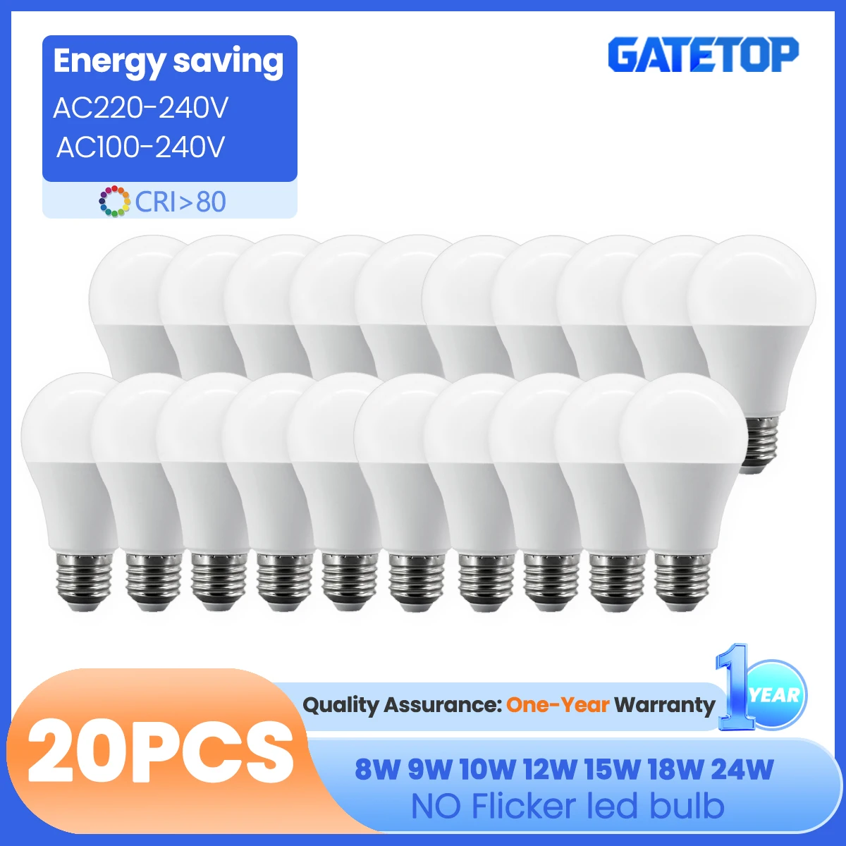 

20 шт. E27 светодиодные лампы 8 Вт 9 Вт 10 Вт 12 Вт 15 Вт 18 Вт 20 Вт 24 Вт лампы с высоким люменом переменного тока 220 В 110 В дневного света A60 A70 A80 для домашнего декора фойе