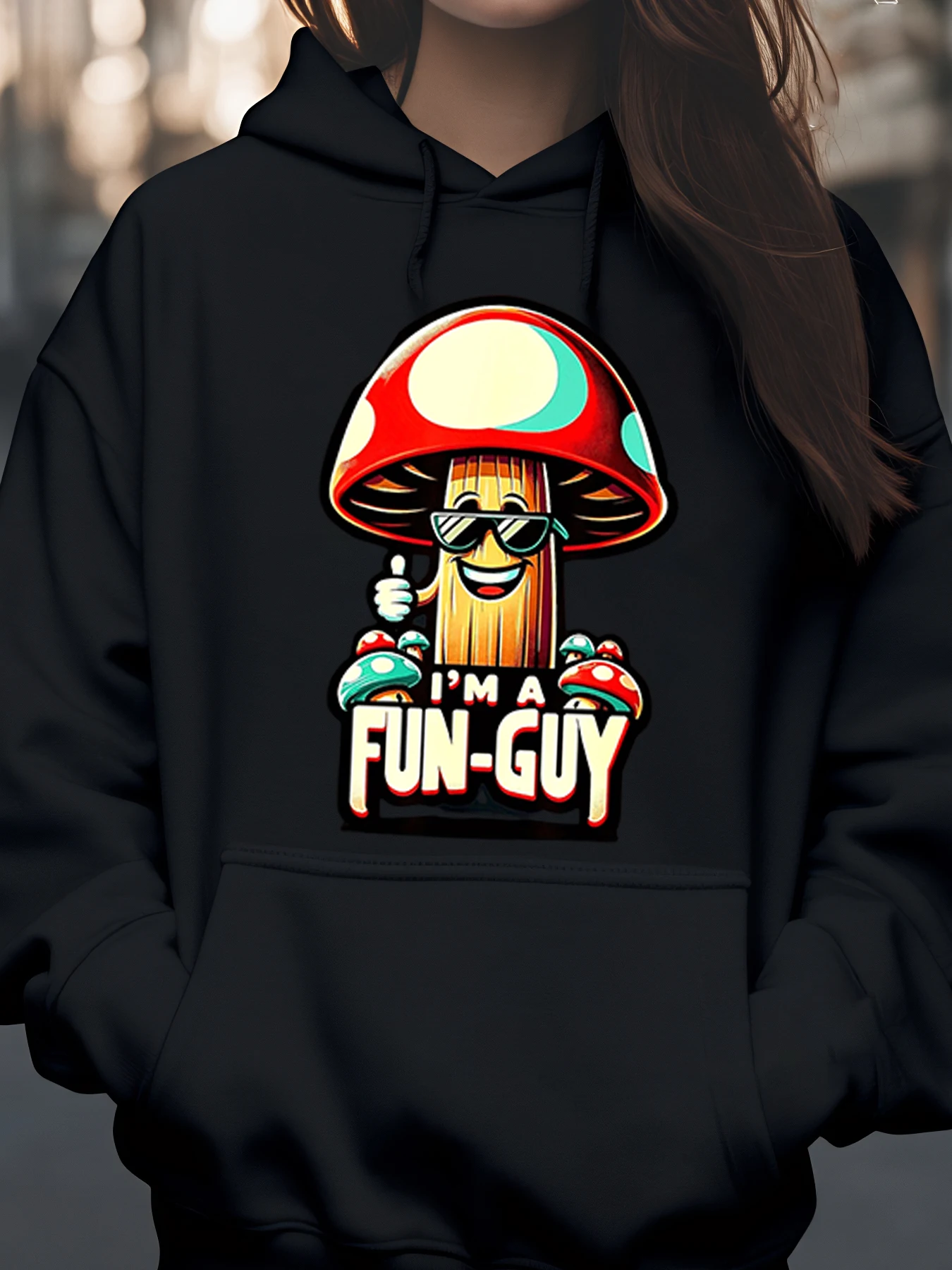 

Mushroom Fun Guy Print Hoodie Halloween Casual Wear Unisex