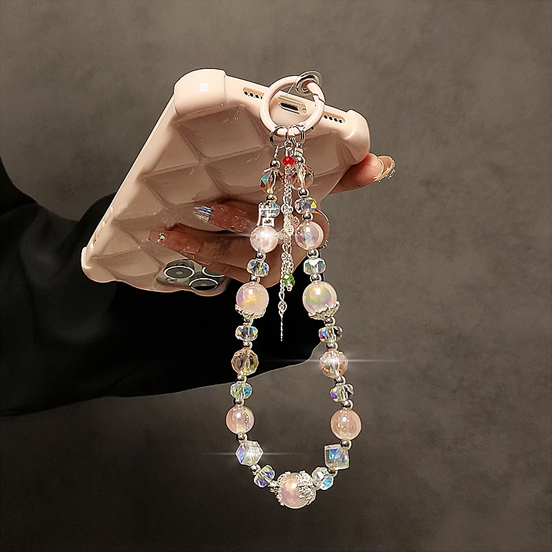 الفاخرة الراقية عقد بحلية متدلية على شكل فراشة كريستال الخرزة اليد سلسلة المعصم قصيرة معلقة حبل مع كليب جراب هاتف مفتاح سلسلة حقيبة قلادة #2