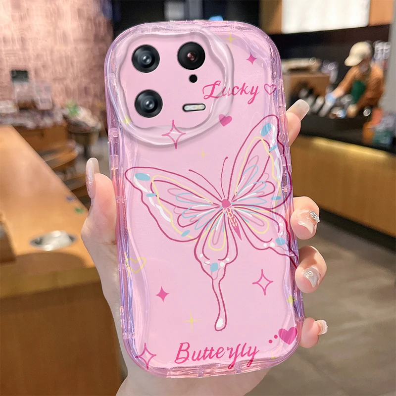 Bowknot Butterfly Wave Case for Xiaomi Mi 14 13 12 Pro 11 Lite 11i 5G POCO X6 X5 X4 X3 NFC GT F6 F5 F4 F3 M4 M3 Silicone Cover